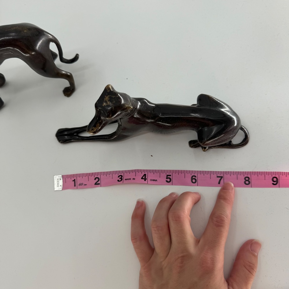 Vintage Brass Greyhound Whippet Dog Figurines Set of 2 Bronze Finish India - Picture 8 of 8